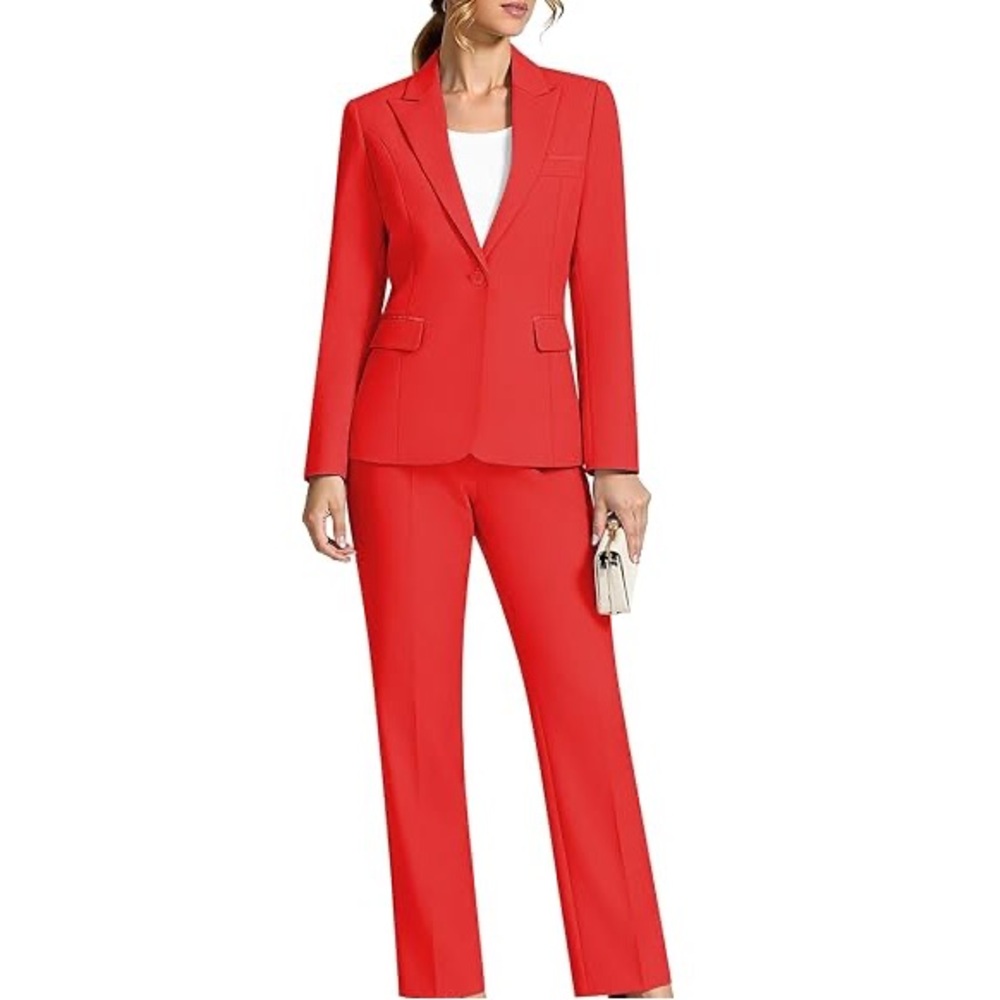 😍❤️Bailey 44 Red Tailored Blazer & Straight-Leg Pants